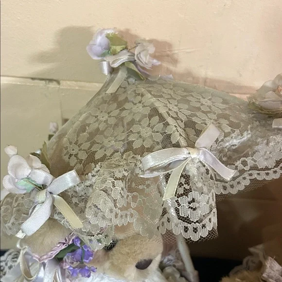 Elegant Teddy Bear Trio with Lace Dresses - Picture 7 of 9